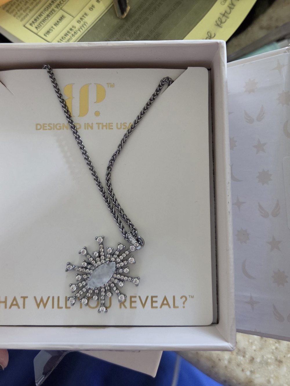 Bomb Party- Halo Collection Necklace Whispered Prayer On Hematite Plating
